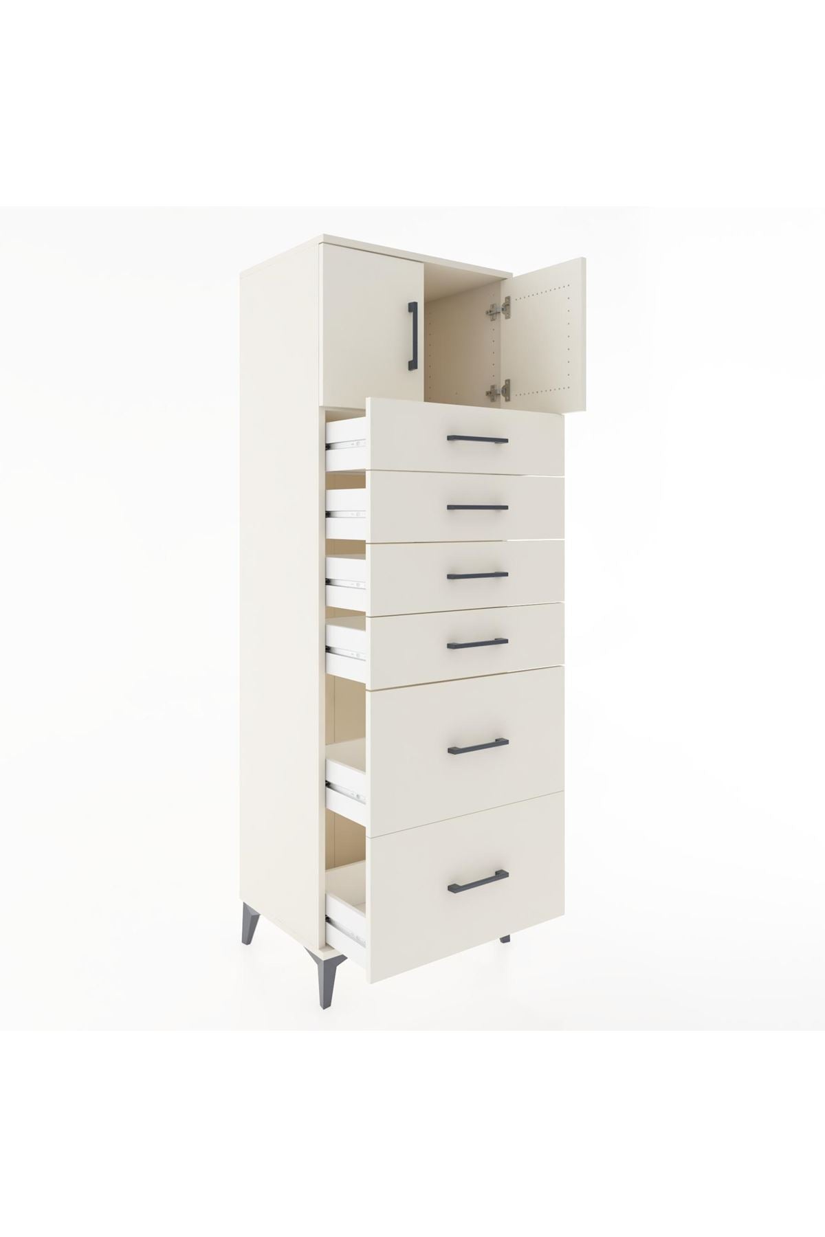 Hyperion Dolap Tek Raflı 6 Çekmeceli 2 Kapaklı 60x44x182 - S56M017V1B