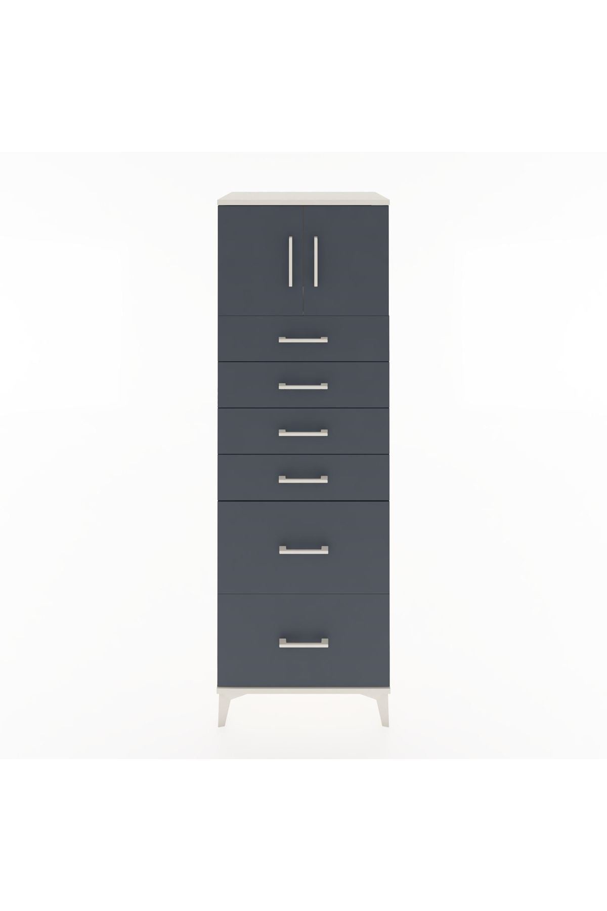 Hyperion Dolap Tek Raflı 6 Çekmeceli 2 Kapaklı 60x44x182 - S56M017V2B
