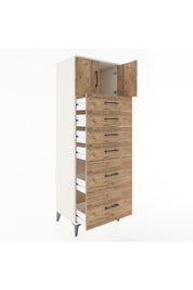 Hyperion Dolap Tek Raflı 6 Çekmeceli 2 Kapaklı 60x44x182 Aytaşı-Çam