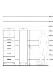Hyperion Dolap Tek Raflı 6 Çekmeceli 2 Kapaklı 60x44x182 Aytaşı-Çam
