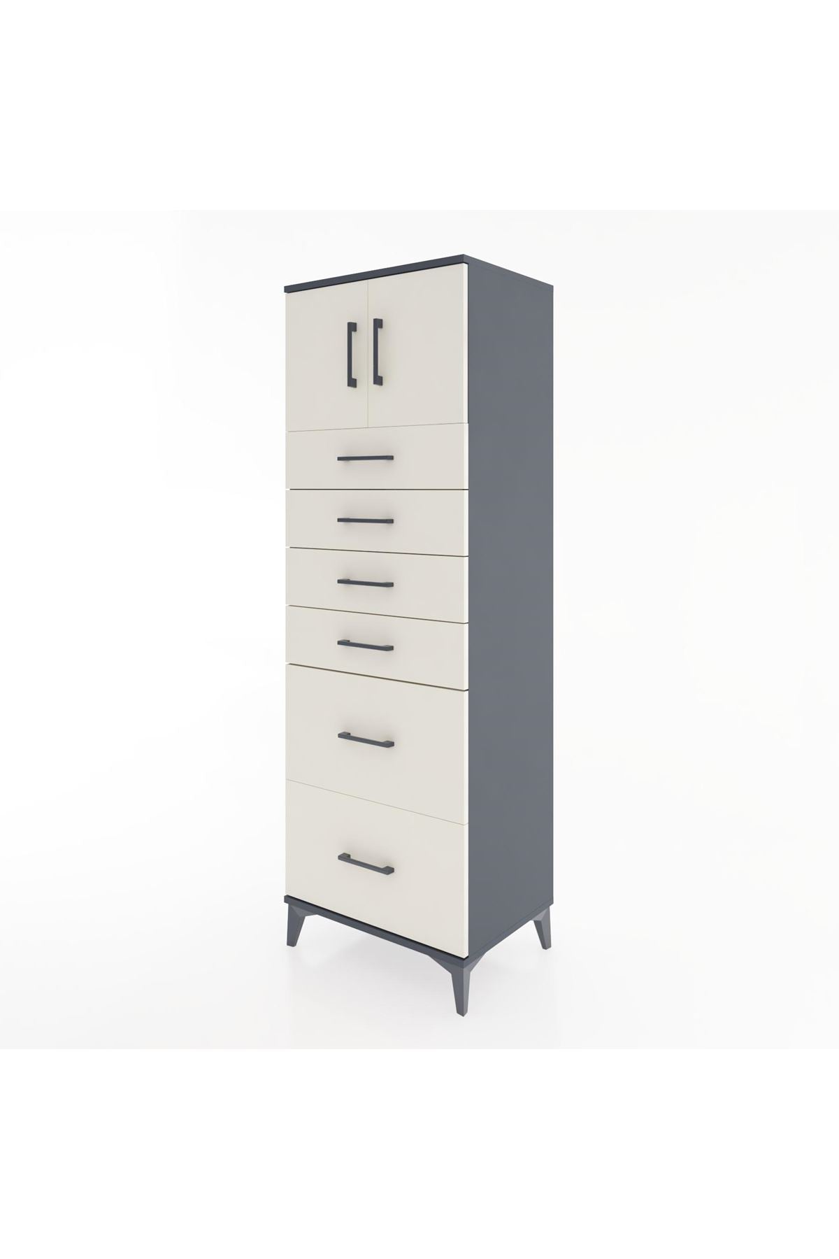 Hyperion Dolap Tek Raflı 6 Çekmeceli 2 Kapaklı 60x44x182 - S56M017V4B