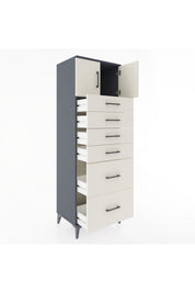 Hyperion Dolap Tek Raflı 6 Çekmeceli 2 Kapaklı 60x44x182 - S56M017V4B