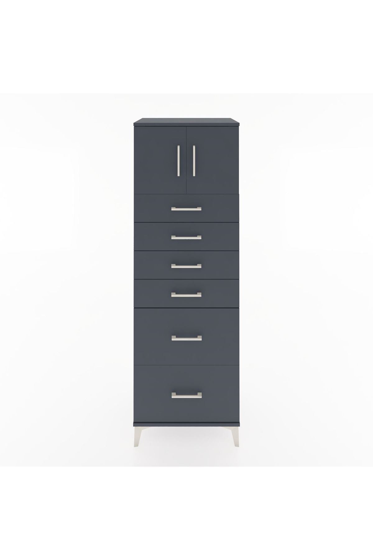 Hyperion Dolap Tek Raflı 6 Çekmeceli 2 Kapaklı 60x44x182 - S56M017V5B