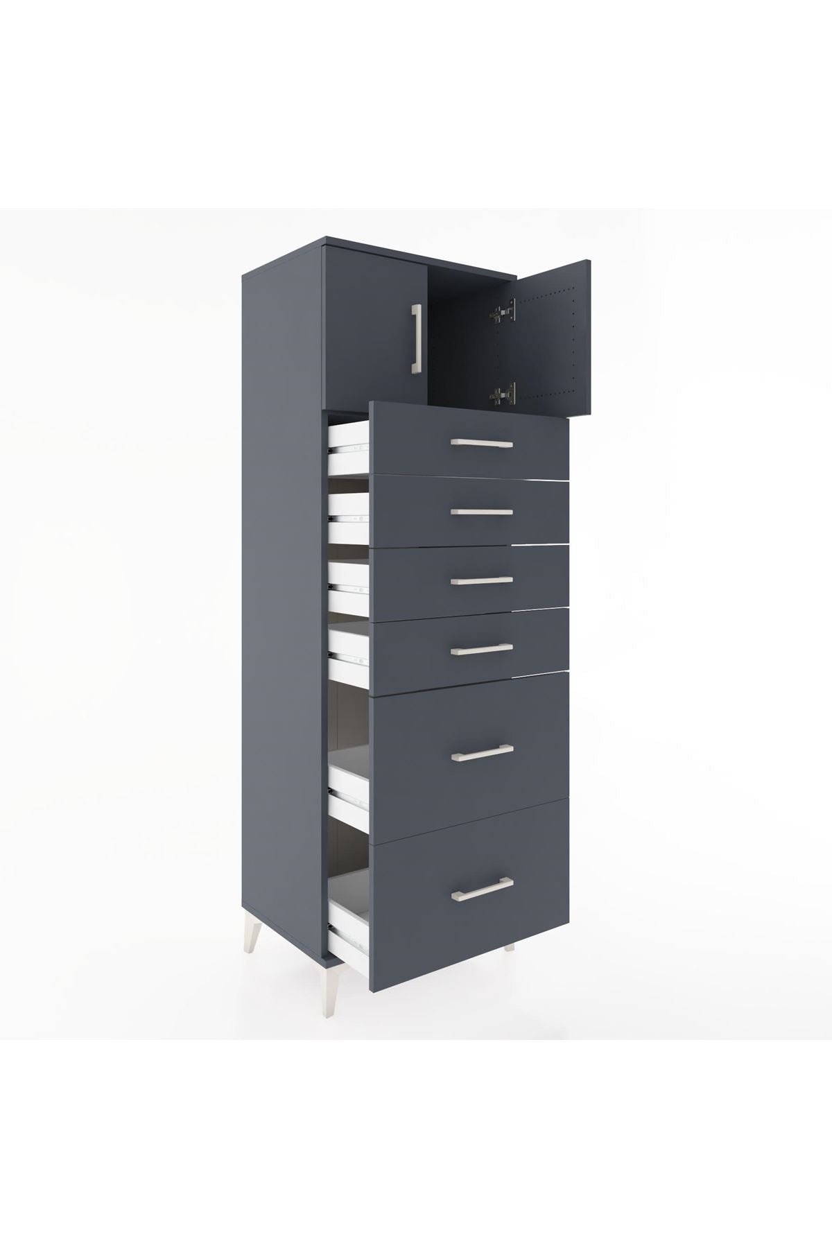 Hyperion Dolap Tek Raflı 6 Çekmeceli 2 Kapaklı 60x44x182 - S56M017V5B