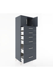 Hyperion Dolap Tek Raflı 6 Çekmeceli 2 Kapaklı 60x44x182 - S56M017V5B