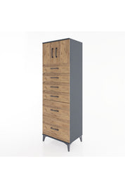 Hyperion Dolap Tek Raflı 6 Çekmeceli 2 Kapaklı 60x44x182 - S56M017V6B