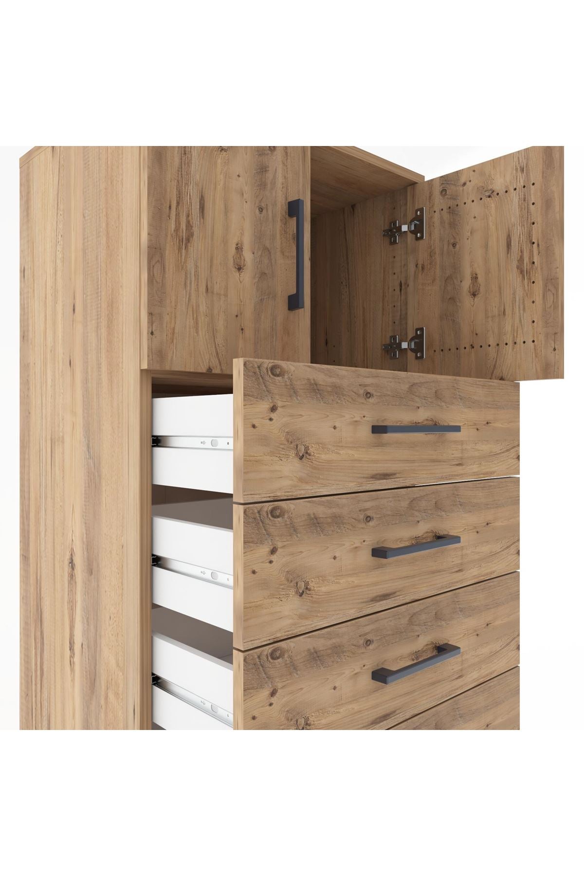 Hyperion Dolap Tek Raflı 6 Çekmeceli 2 Kapaklı 60x44x182 - S56M017V9B