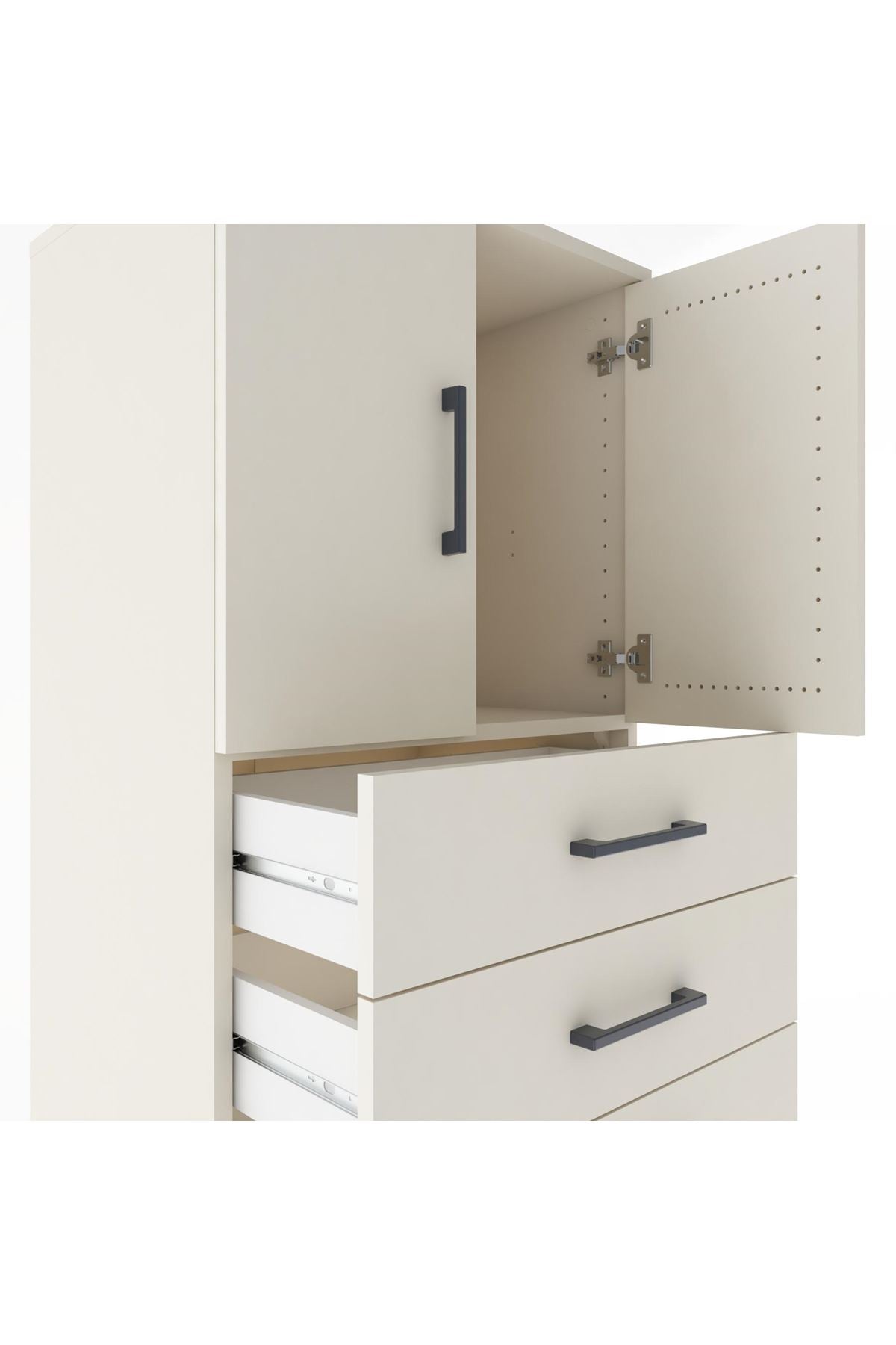 Hyperion Dolap Tek Raflı 5 Çekmeceli 2 Kapaklı 60x44x182 - S56M018V1B