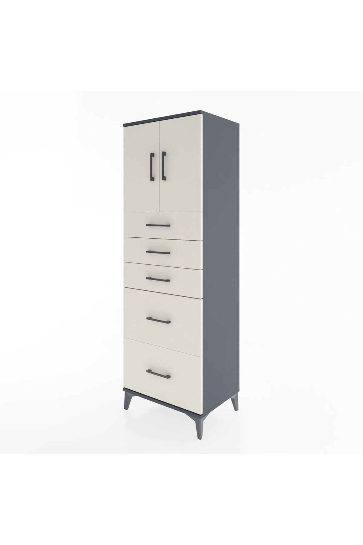 Hyperion Dolap Tek Raflı 5 Çekmeceli 2 Kapaklı 60x44x182 - S56M018V4B