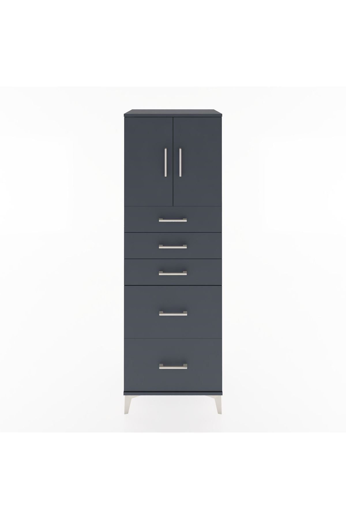 Hyperion Dolap Tek Raflı 5 Çekmeceli 2 Kapaklı 60x44x182 - S56M018V5B