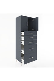 Hyperion Dolap Tek Raflı 5 Çekmeceli 2 Kapaklı 60x44x182 - S56M018V5B