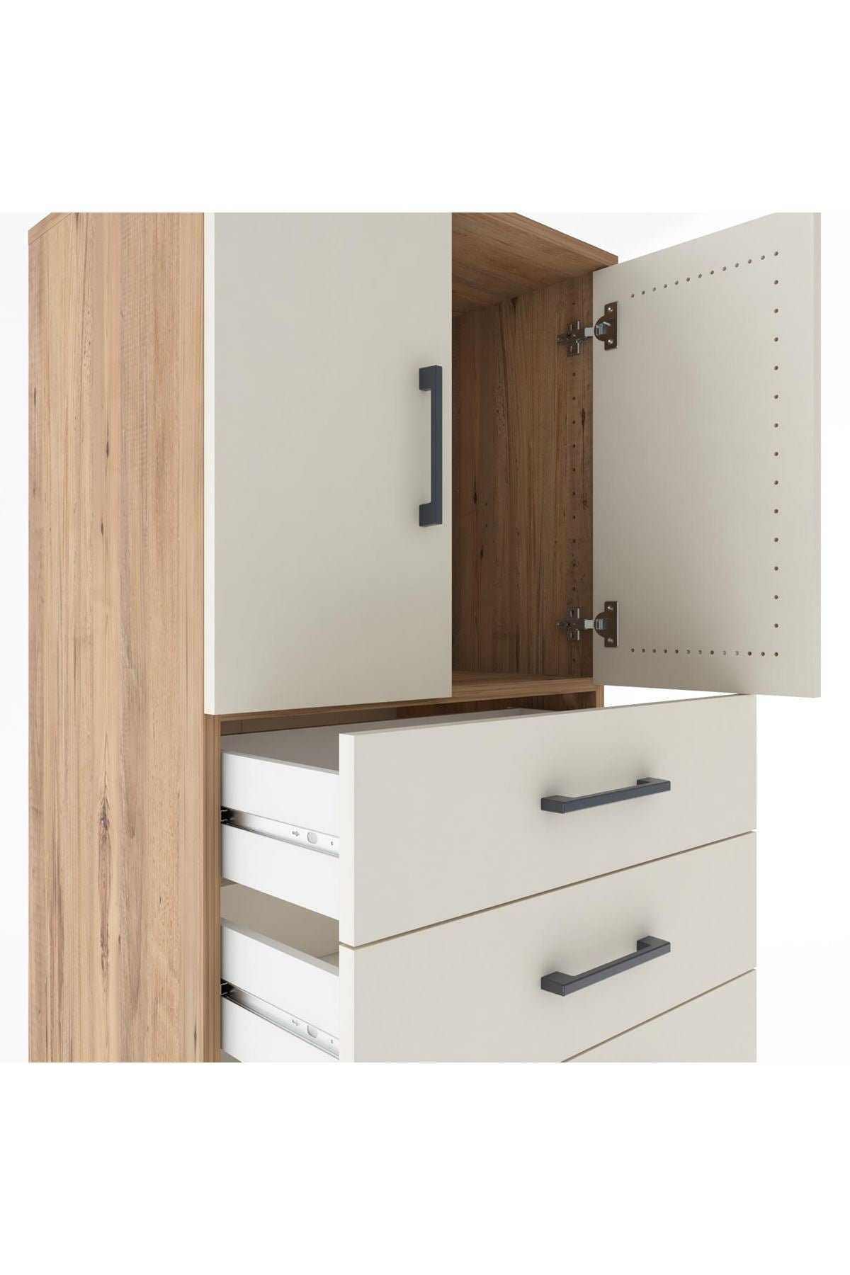 Hyperion Dolap Tek Raflı 5 Çekmeceli 2 Kapaklı 60x44x182 - S56M018V7B