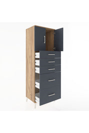 Hyperion Dolap Tek Raflı 5 Çekmeceli 2 Kapaklı 60x44x182 - S56M018V8B