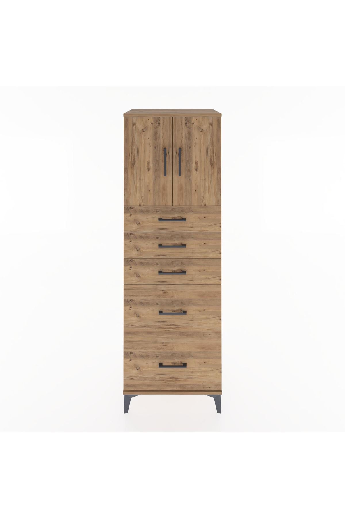 Hyperion Dolap Tek Raflı 5 Çekmeceli 2 Kapaklı 60x44x182 - S56M018V9B