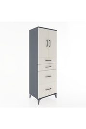 Hyperion Dolap Tek Raflı 4 Çekmeceli 2 Kapaklı 60x44x182 Antrasit-Aytaşı