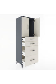 Hyperion Dolap Tek Raflı 4 Çekmeceli 2 Kapaklı 60x44x182 - S56M019V4B
