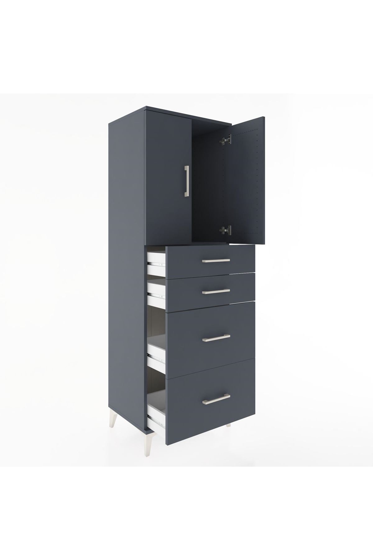 Hyperion Dolap Tek Raflı 4 Çekmeceli 2 Kapaklı 60x44x182 - S56M019V5B