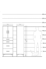 Hyperion Dolap Tek Raflı 4 Çekmeceli 2 Kapaklı 60x44x182 - S56M019V6B
