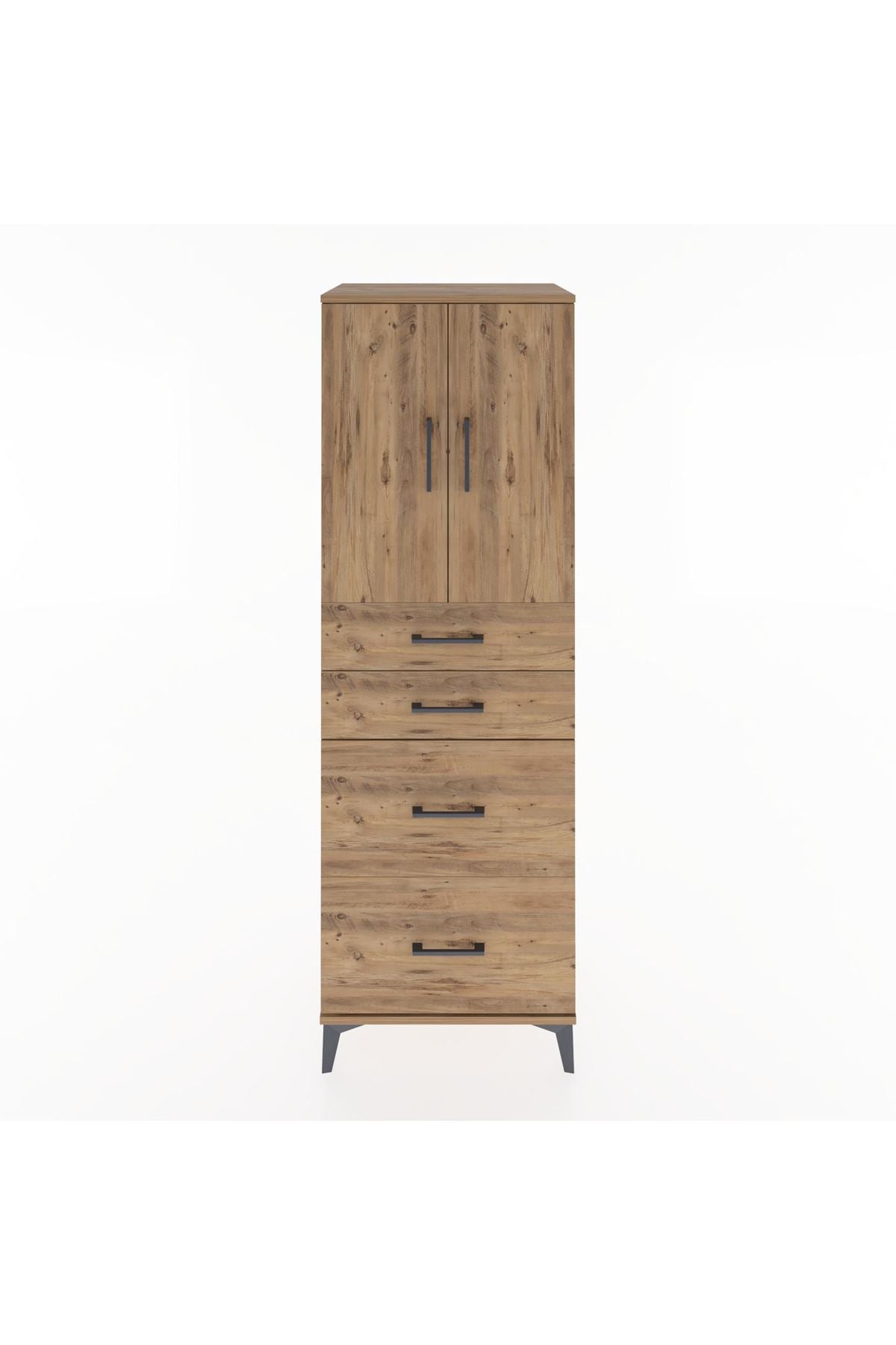 Hyperion Dolap Tek Raflı 4 Çekmeceli 2 Kapaklı 60x44x182 - S56M019V9B