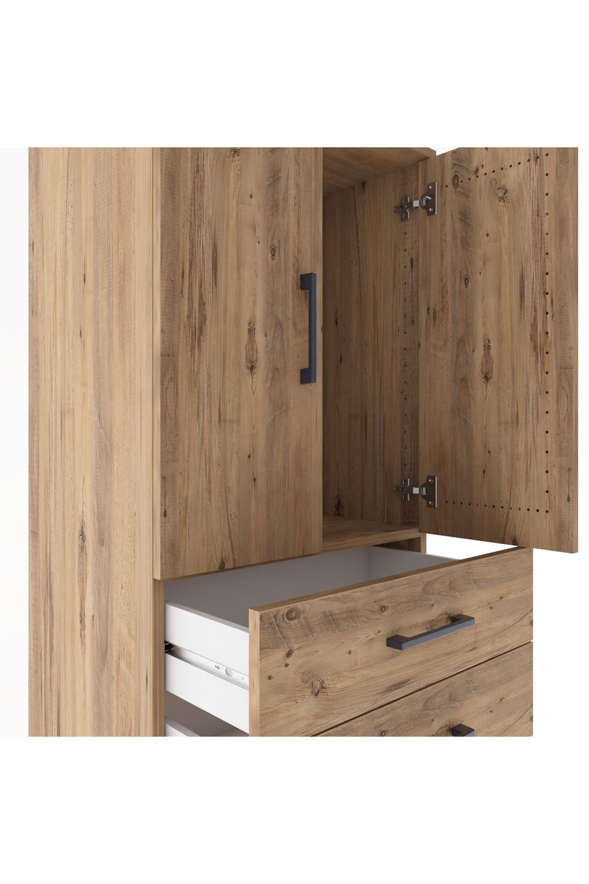 Hyperion Dolap Tek Raflı 4 Çekmeceli 2 Kapaklı 60x44x182 - S56M019V9B