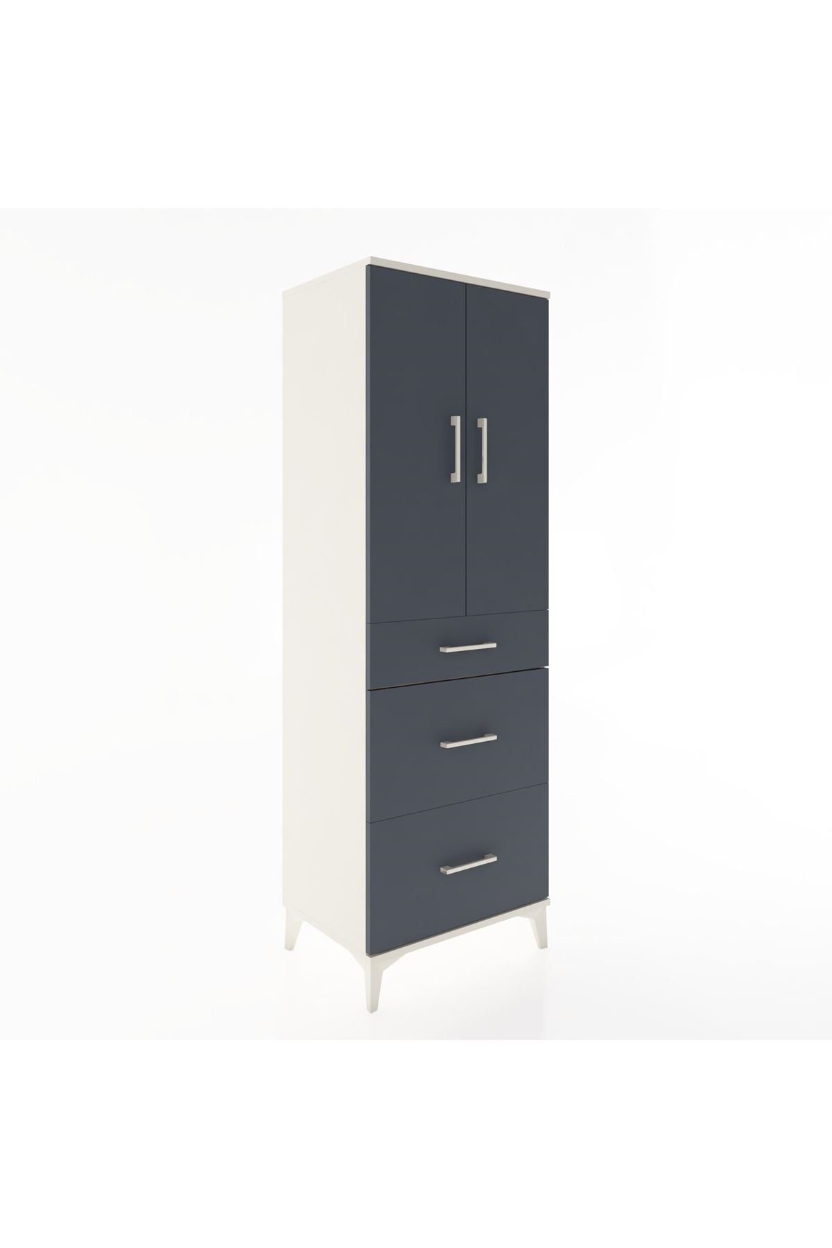 Hyperion Dolap 2 Raflı 3 Çekmeceli 2 Kapaklı 60x44x182 Aytaşı-Antrasit