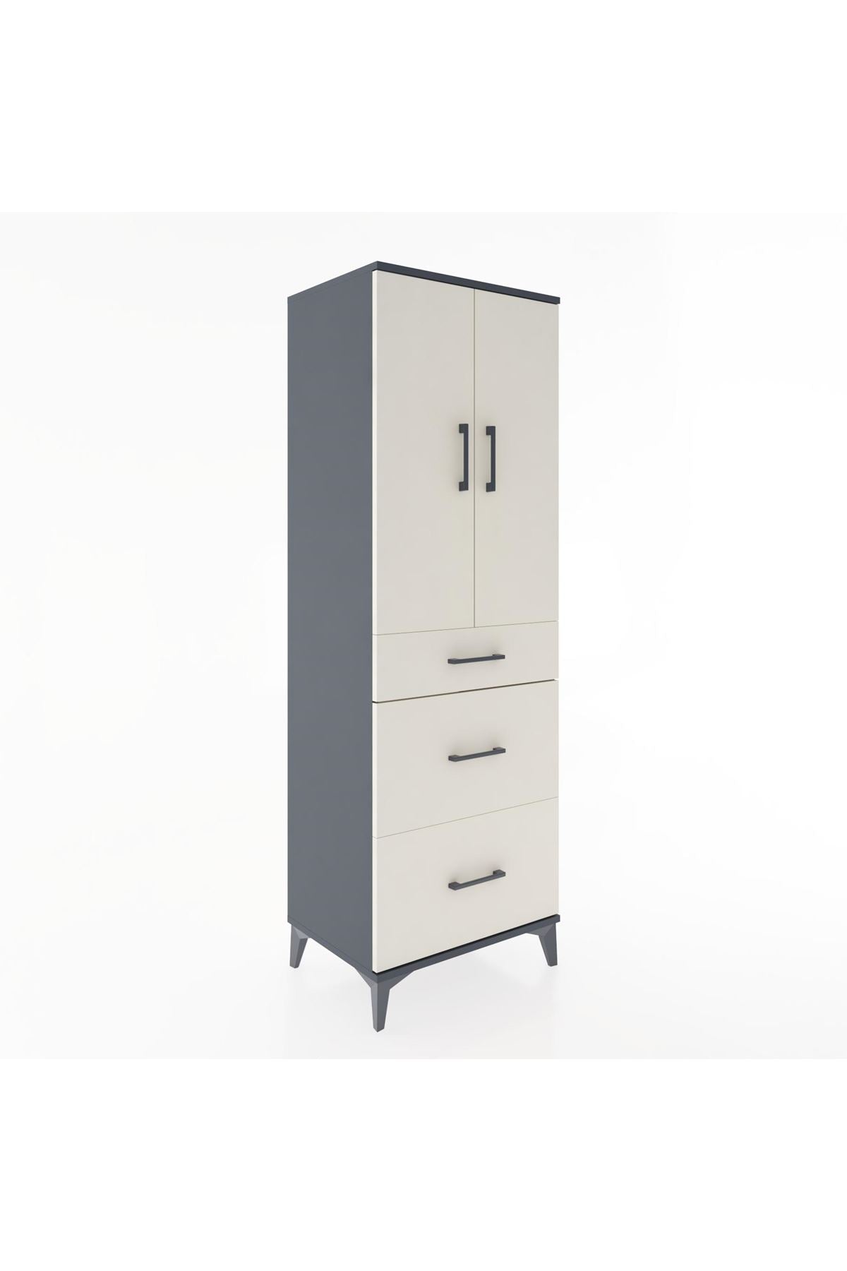 Hyperion Dolap 2 Raflı 3 Çekmeceli 2 Kapaklı 60x44x182 Antrasit-Aytaşı