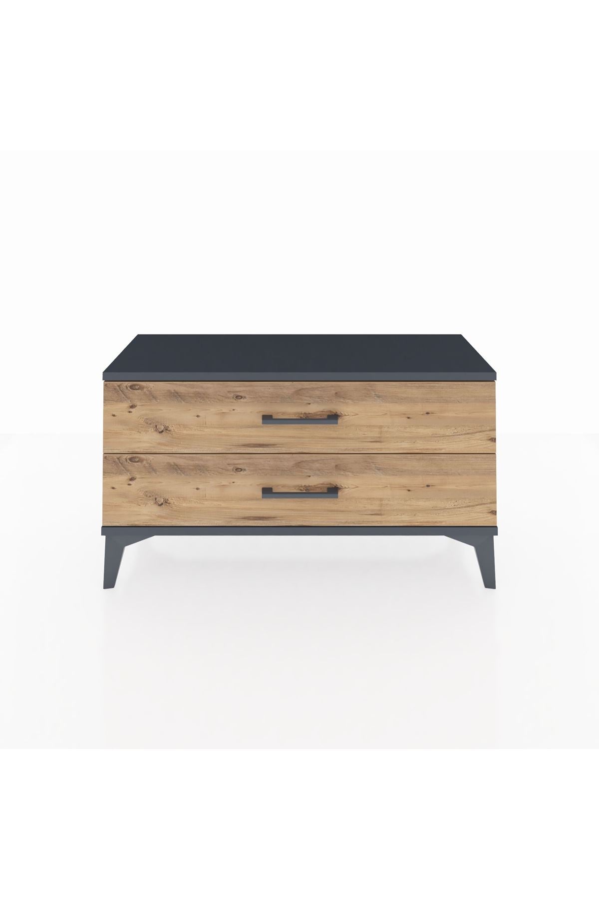 Arges Şifonyer 2 Çekmeceli 88x30x48 Antrasit-Çam