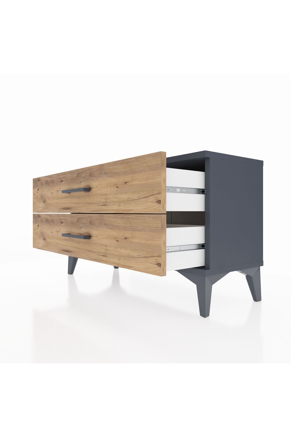 Arges Şifonyer 2 Çekmeceli 88x30x48 Antrasit-Çam