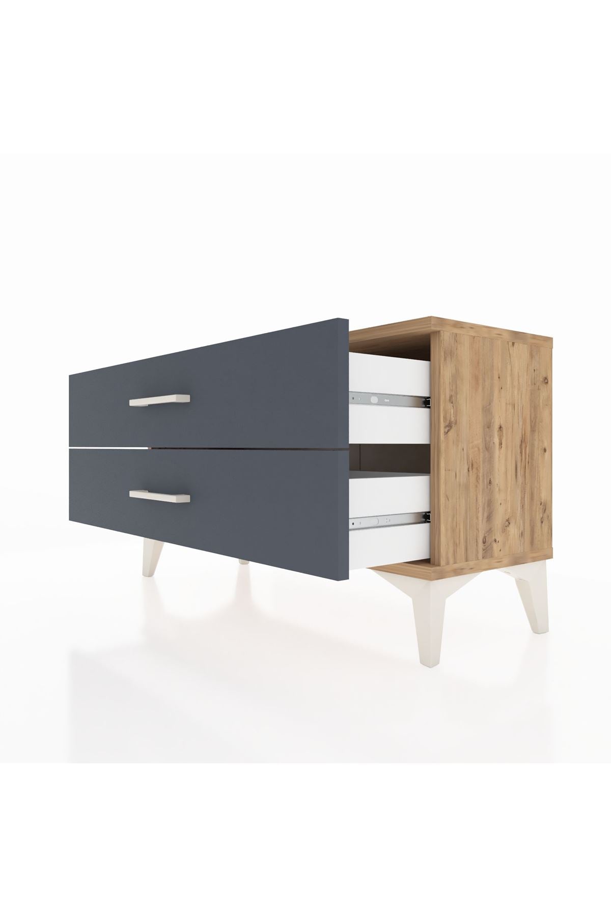 Arges Şifonyer 2 Çekmeceli 88x30x48 Çam-Antrasit