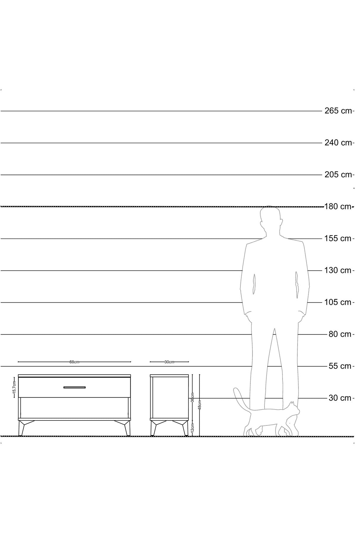 Arges Şifonyer Tek Çekmeceli 88x30x48 Çam-Aytaşı