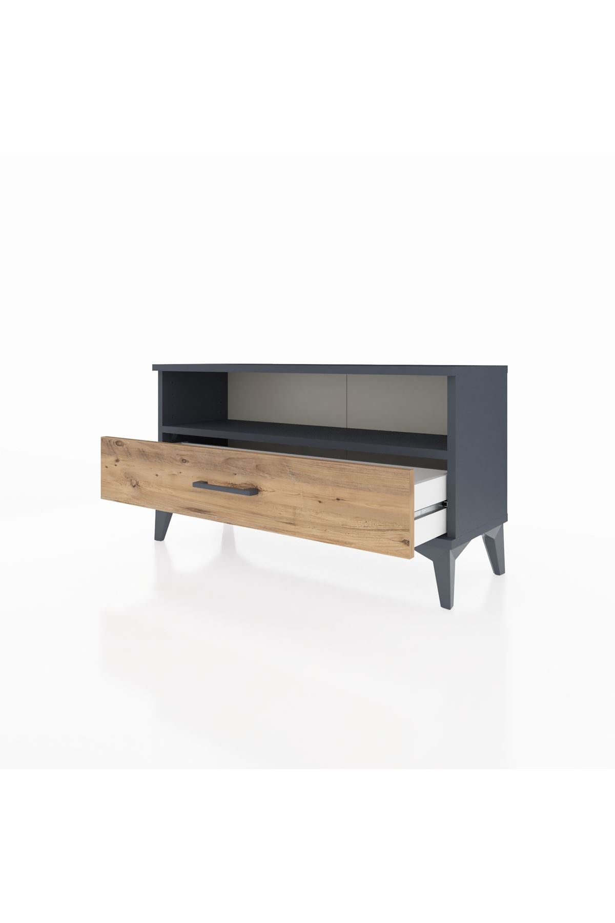 Arges Şifonyer Tek Raflı Tek Çekmeceli 88x30x48 Antrasit-Çam