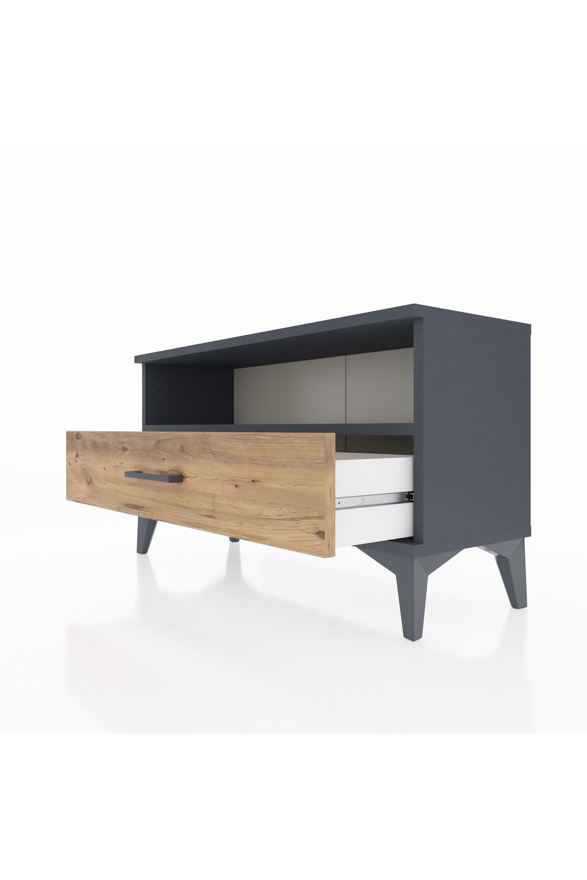 Arges Şifonyer Tek Raflı Tek Çekmeceli 88x30x48 Antrasit-Çam