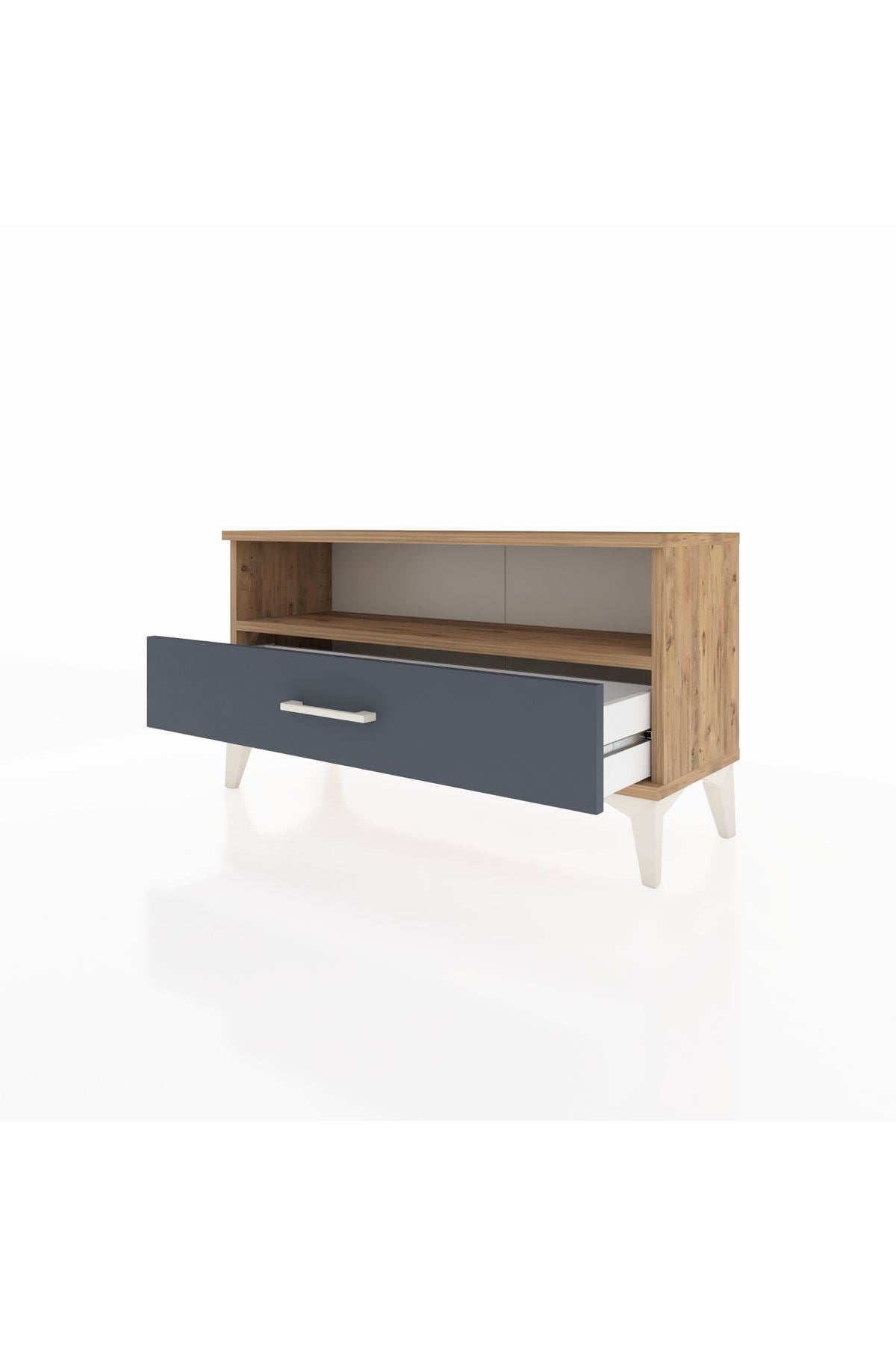 Arges Şifonyer Tek Raflı Tek Çekmeceli 88x30x48 Çam-Antrasit