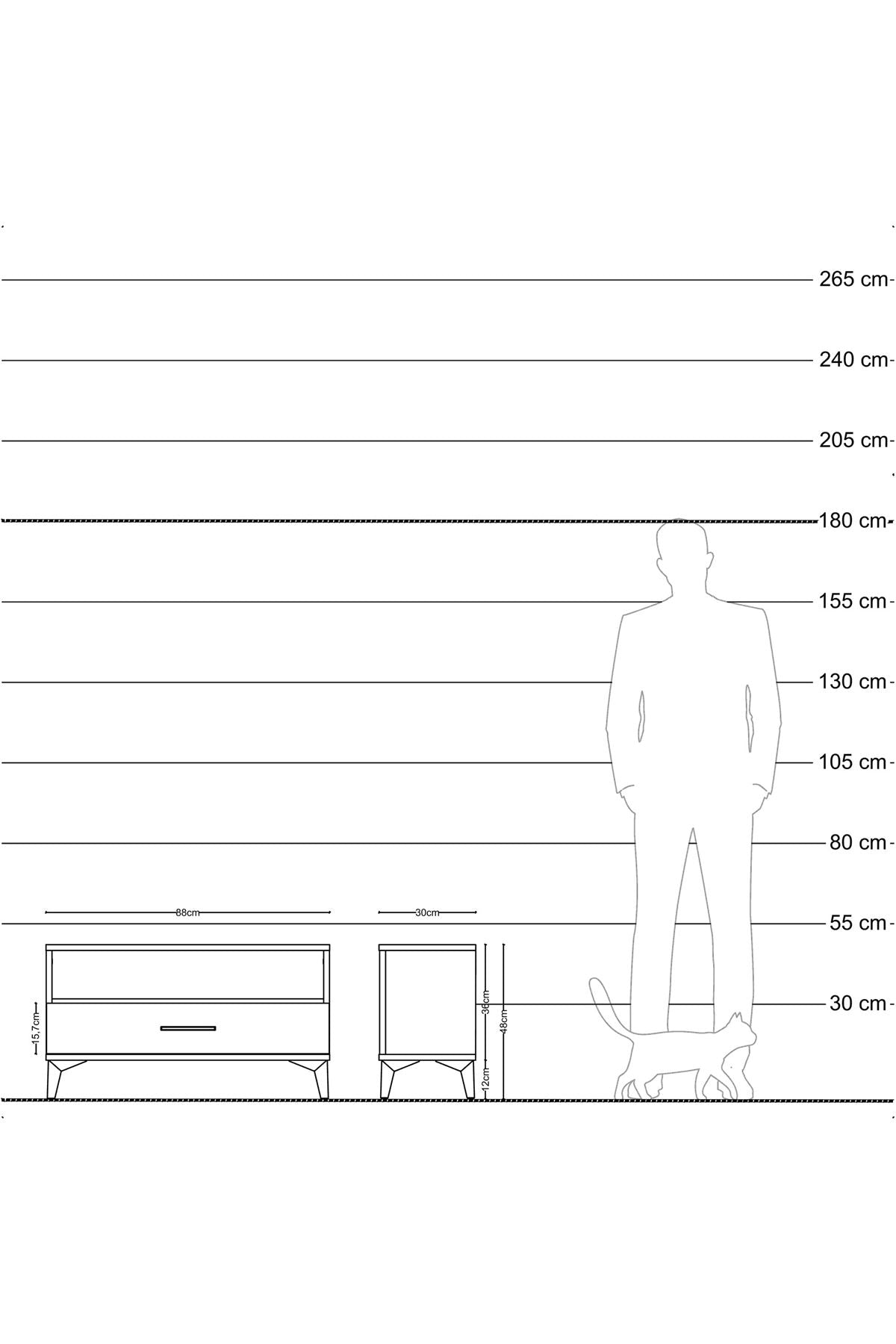 Arges Şifonyer Tek Raflı Tek Çekmeceli 88x30x48 Çam-Çam