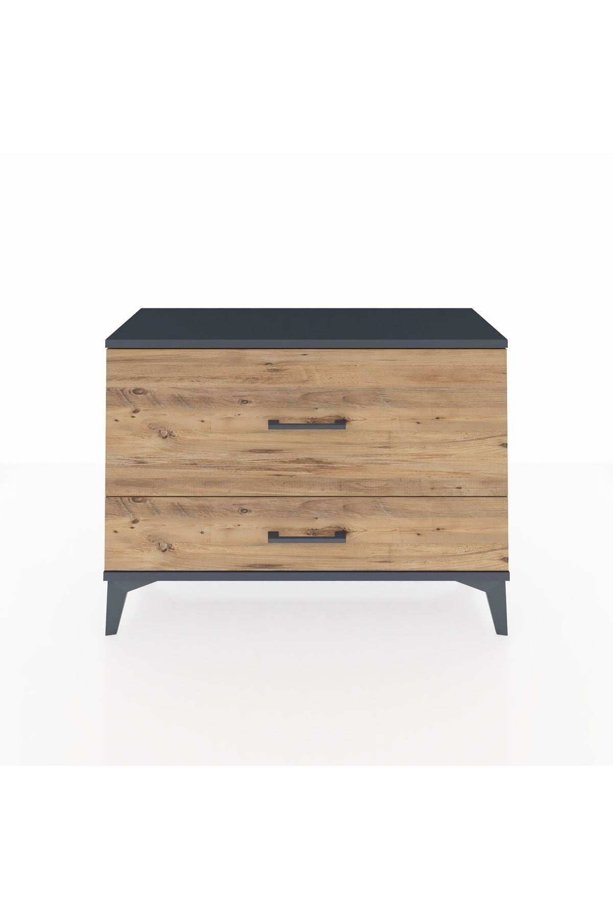 Arges Şifonyer 2 Çekmeceli 88x30x64 Antrasit-Çam