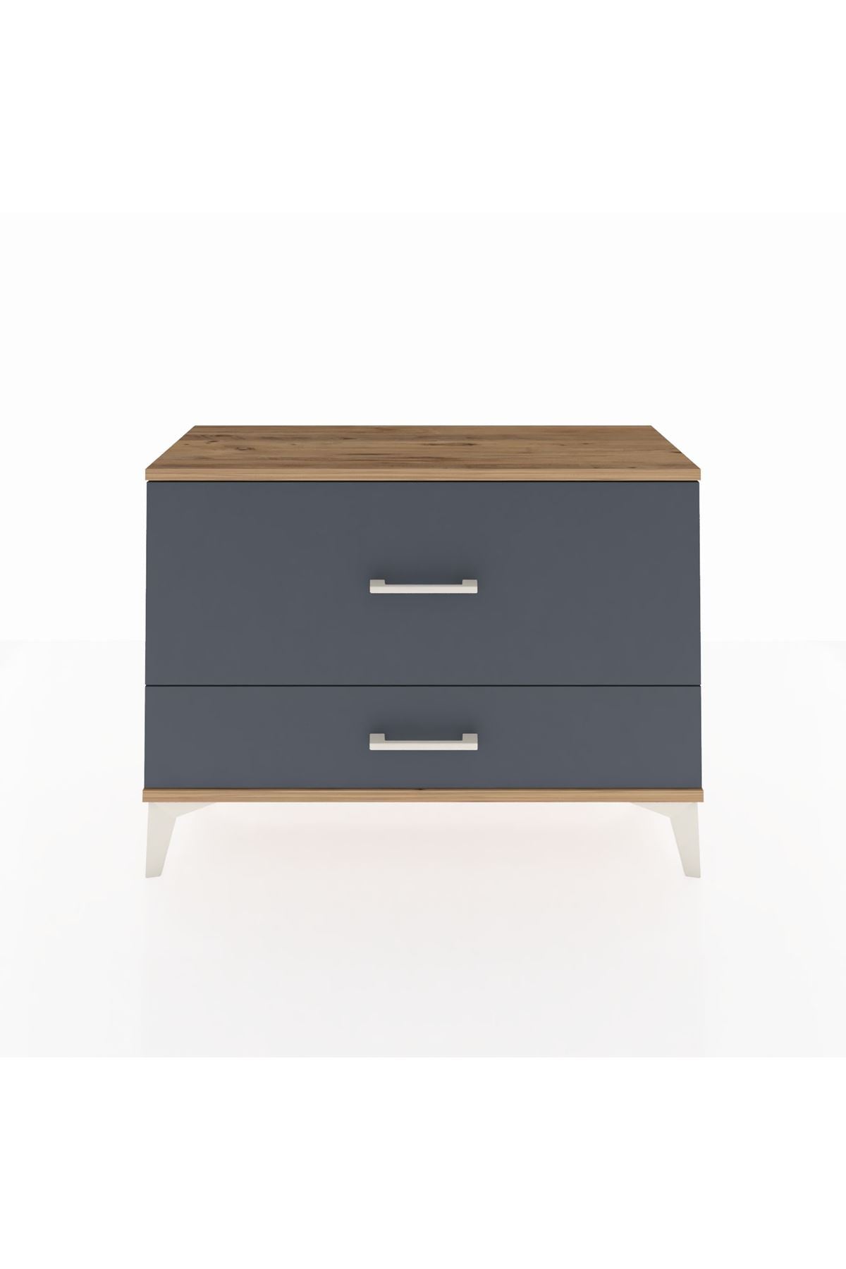 Arges Şifonyer 2 Çekmeceli 88x30x64 Çam-Antrasit