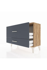 Arges Şifonyer 2 Çekmeceli 88x30x64 Çam-Antrasit