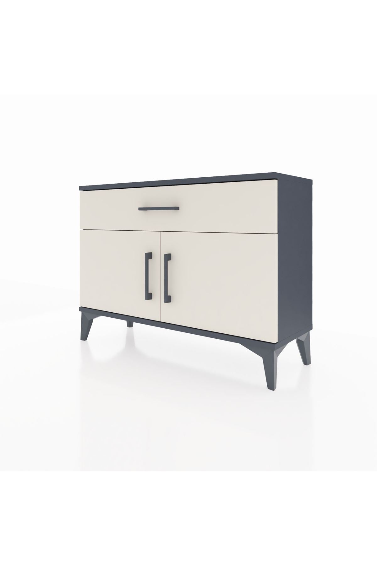 Arges Şifonyer Tek Raflı Tek Çekmeceli 2 Kapaklı 88x30x64 Antrasit-Aytaşı