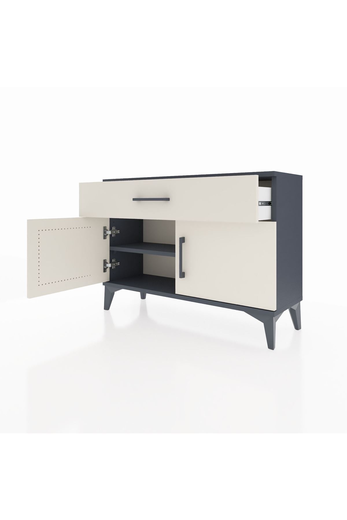 Arges Şifonyer Tek Raflı Tek Çekmeceli 2 Kapaklı 88x30x64 Antrasit-Aytaşı