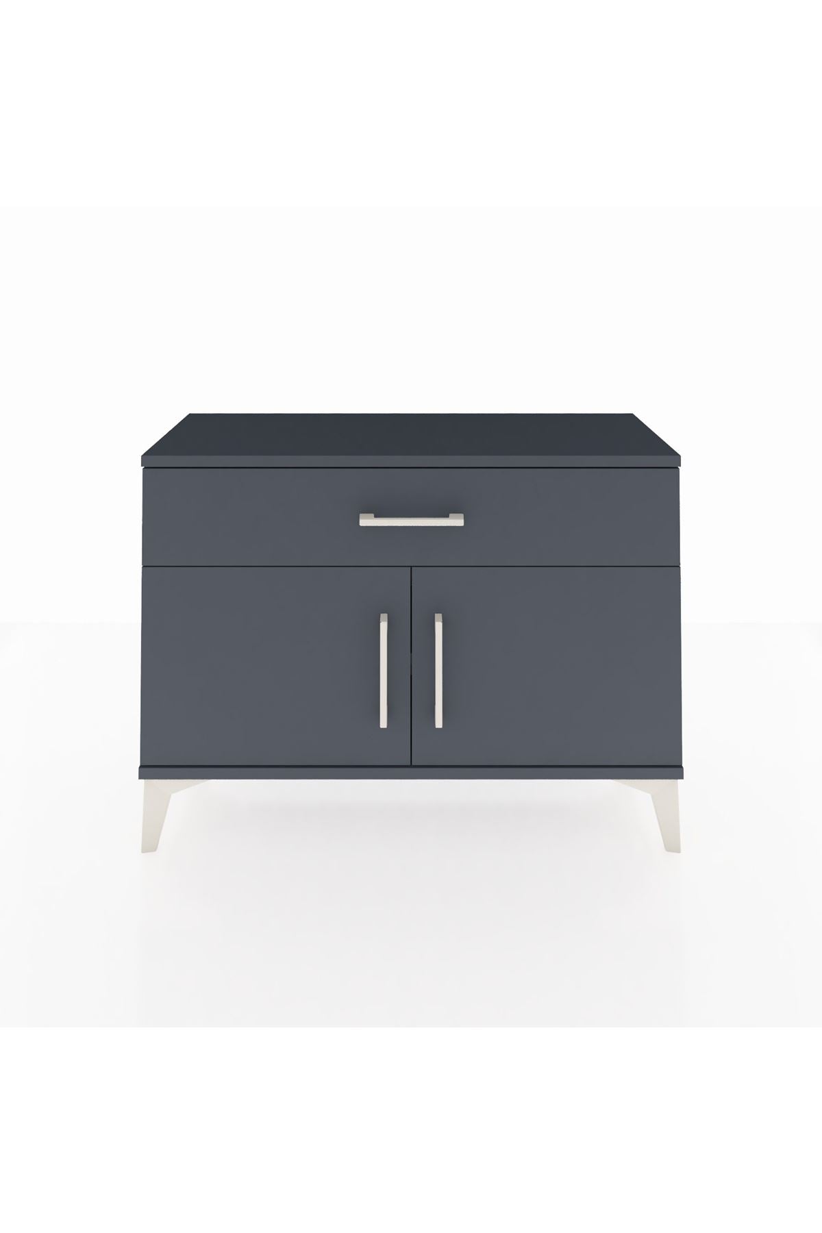 Arges Şifonyer Tek Raflı Tek Çekmeceli 2 Kapaklı 88x30x64 Antrasit-Antrasit