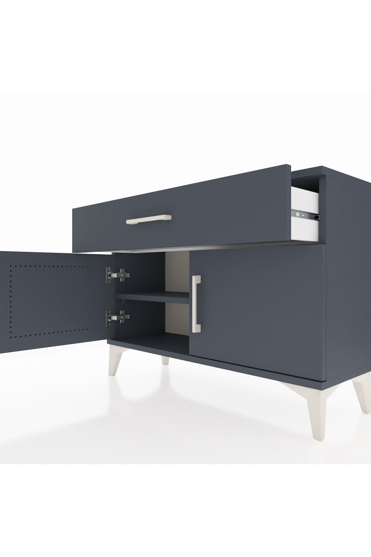 Arges Şifonyer Tek Raflı Tek Çekmeceli 2 Kapaklı 88x30x64 Antrasit-Antrasit