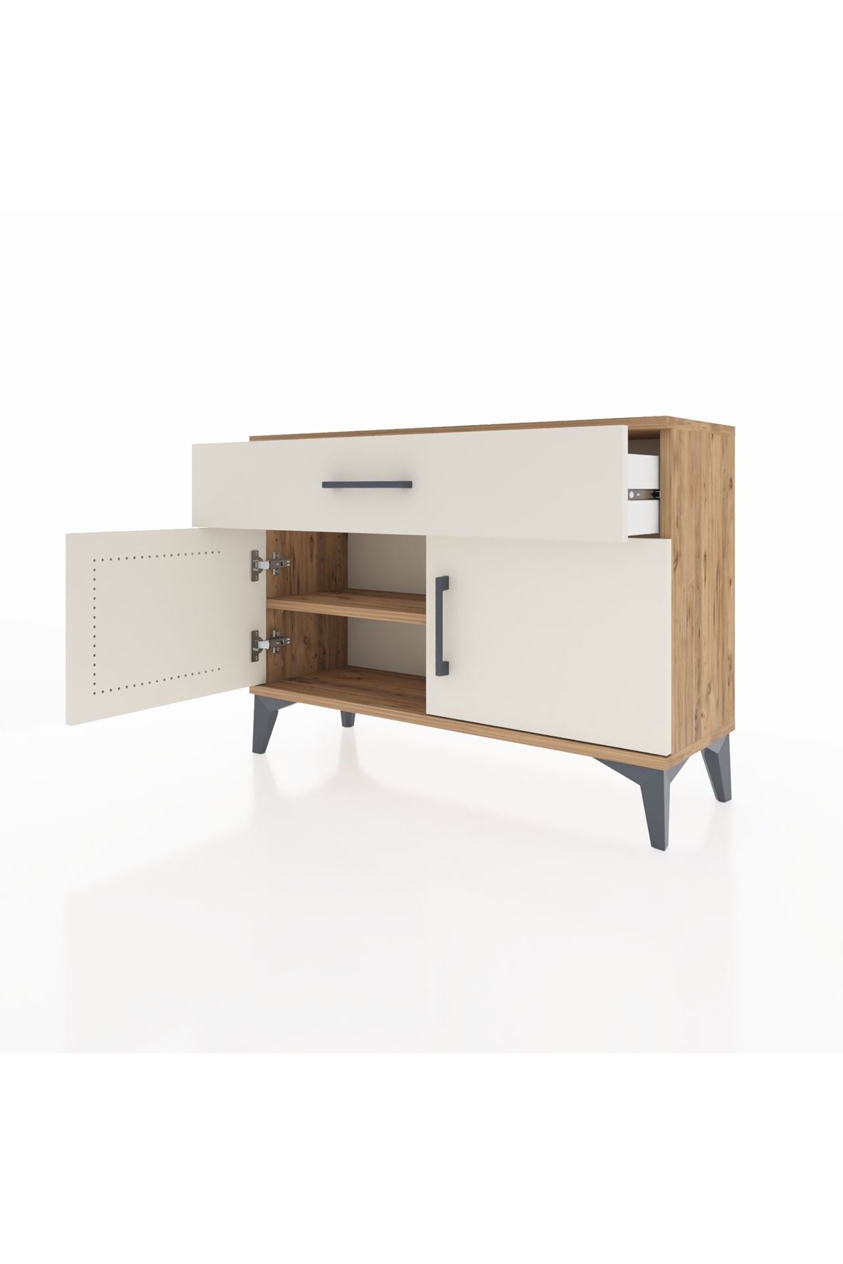 Arges Şifonyer Tek Raflı Tek Çekmeceli 2 Kapaklı 88x30x64 Çam-Aytaşı