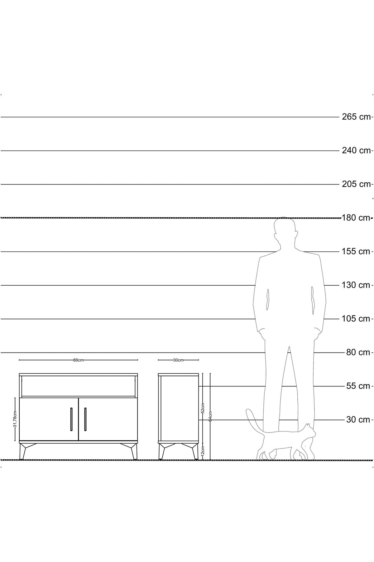 Arges Şifonyer 2 Raflı 2 Kapaklı 88x30x64 Aytaşı-Antrasit