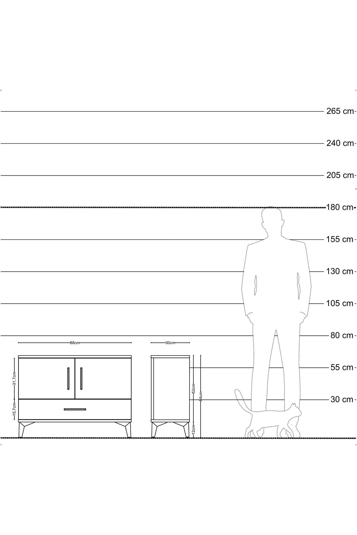 Arges Şifonyer 2 Raflı Tek Çekmeceli 2 Kapaklı 88x30x64 Aytaşı-Aytaşı