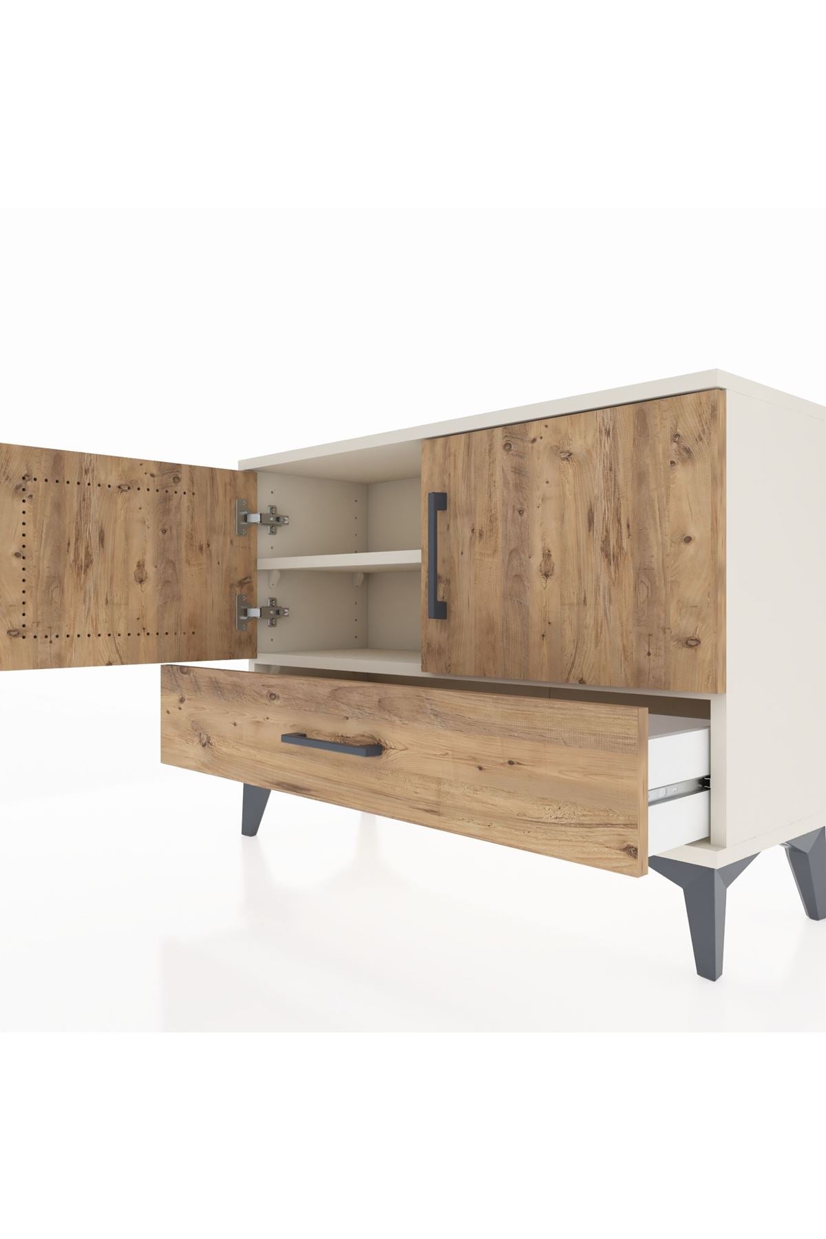 Arges Şifonyer 2 Raflı Tek Çekmeceli 2 Kapaklı 88x30x64 Aytaşı-Çam