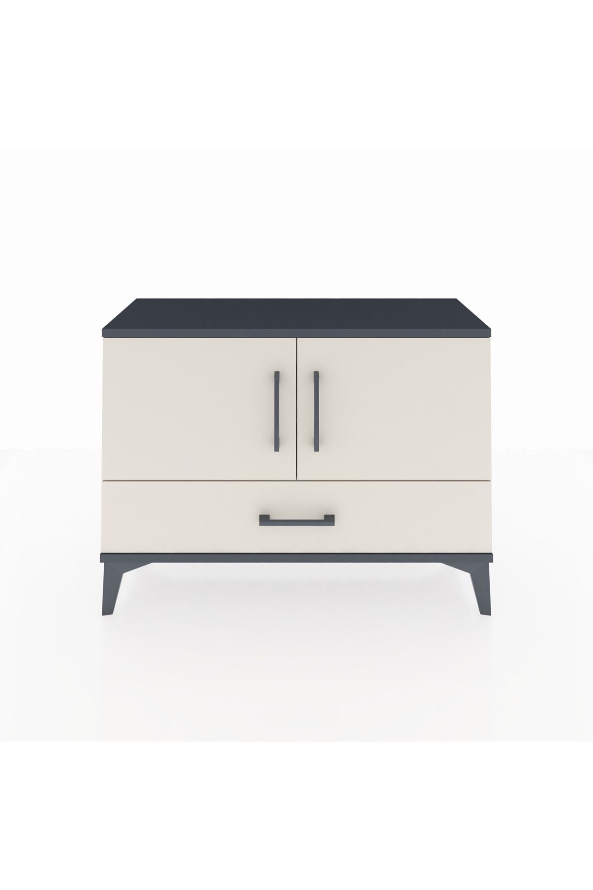 Arges Şifonyer 2 Raflı Tek Çekmeceli 2 Kapaklı 88x30x64 Antrasit-Aytaşı