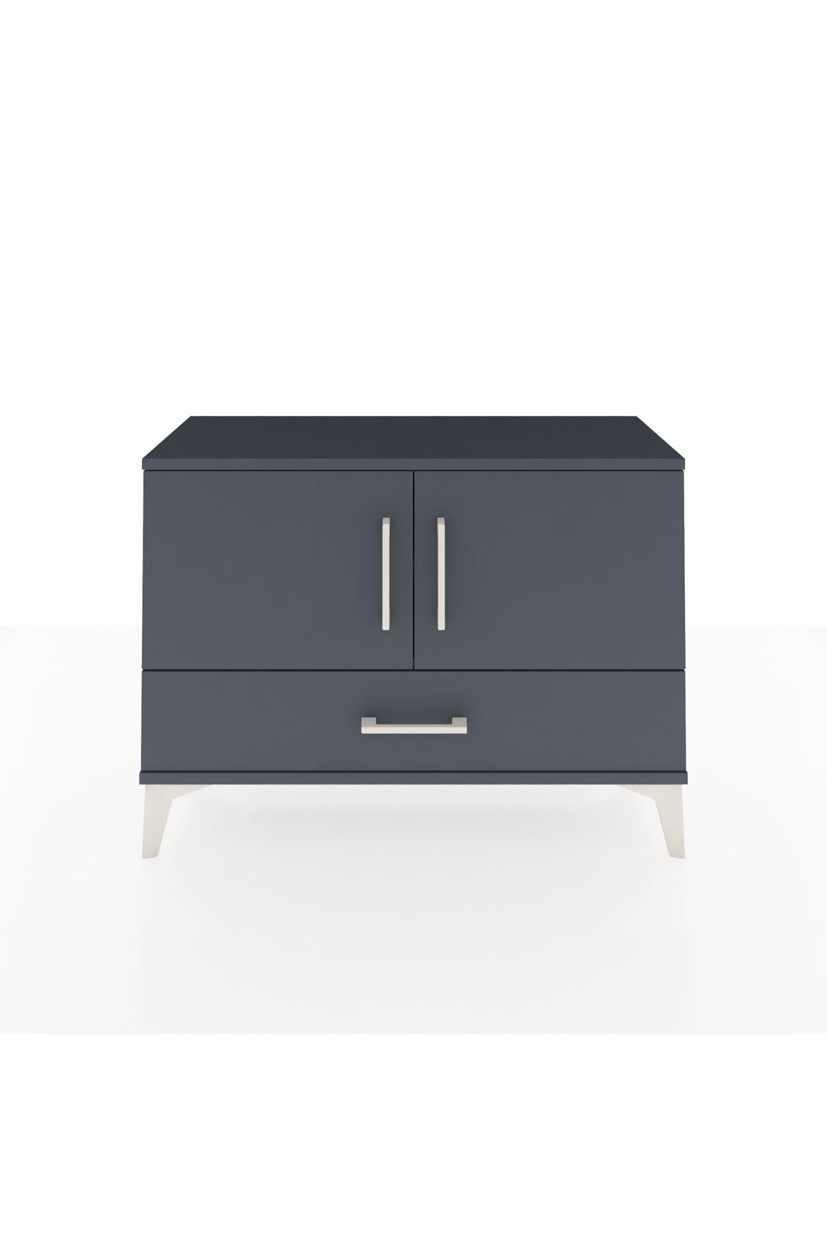 Arges Şifonyer 2 Raflı Tek Çekmeceli 2 Kapaklı 88x30x64 Antrasit-Antrasit