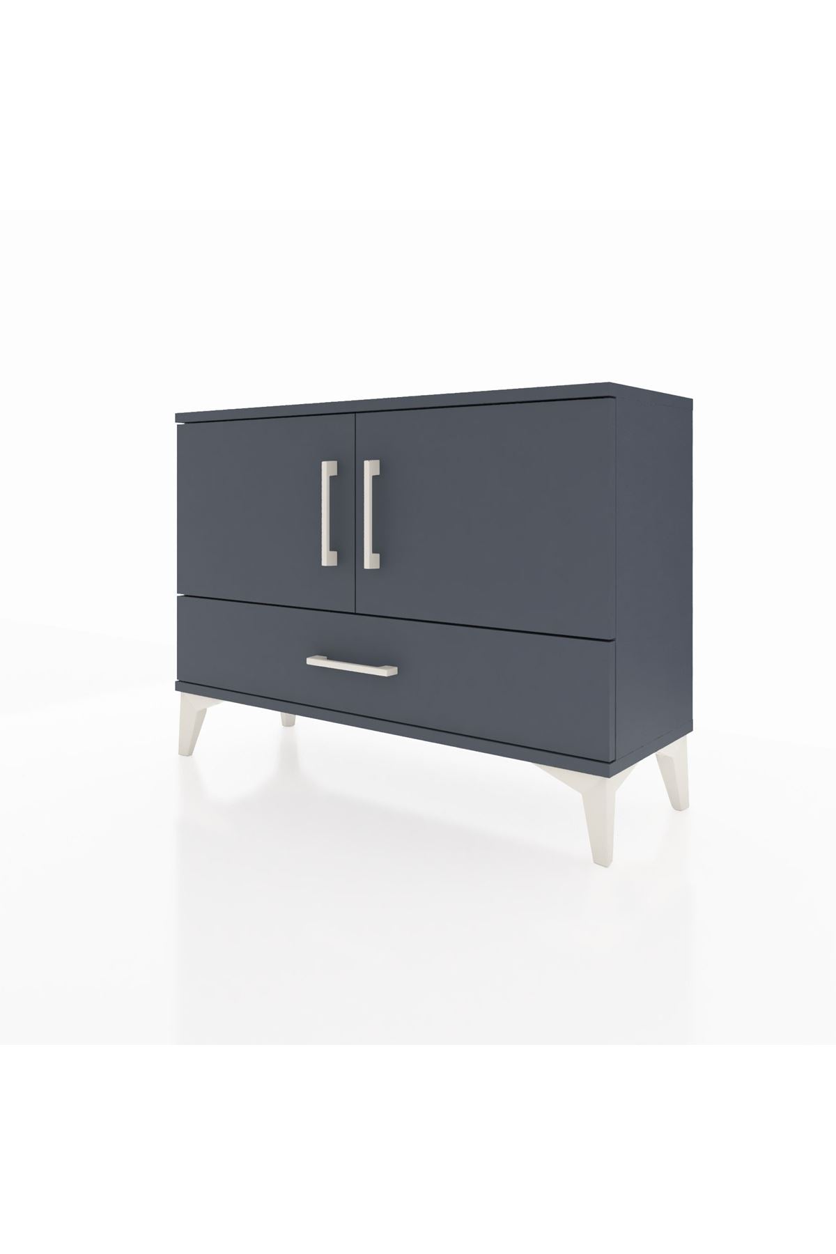 Arges Şifonyer 2 Raflı Tek Çekmeceli 2 Kapaklı 88x30x64 Antrasit-Antrasit