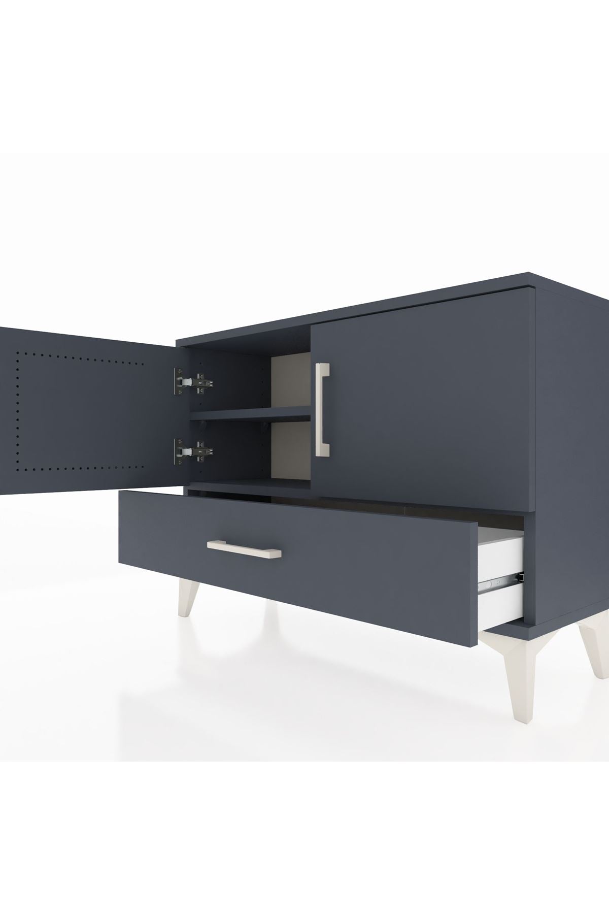 Arges Şifonyer 2 Raflı Tek Çekmeceli 2 Kapaklı 88x30x64 Antrasit-Antrasit