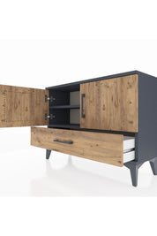 Arges Şifonyer 2 Raflı Tek Çekmeceli 2 Kapaklı 88x30x64 Antrasit-Çam